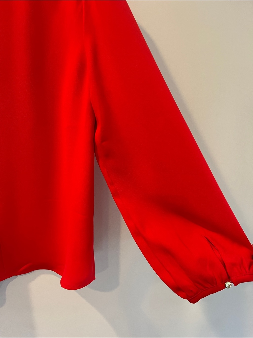 J. Crew Red Ruffle Mock-Neck Blouse - Picture 4 of 5